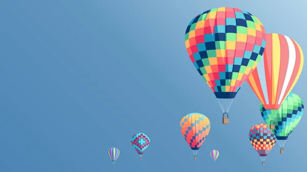 다채로운 뜨거운 공기 풍선 포스터 — 스톡 벡터