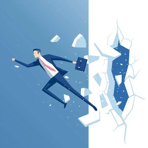 Businessman and wall Stock Illustration