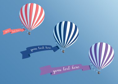 Sıcak hava balonları afiş kümesi