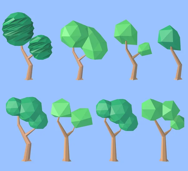 Ensemble de poly-arbres bas — Image vectorielle