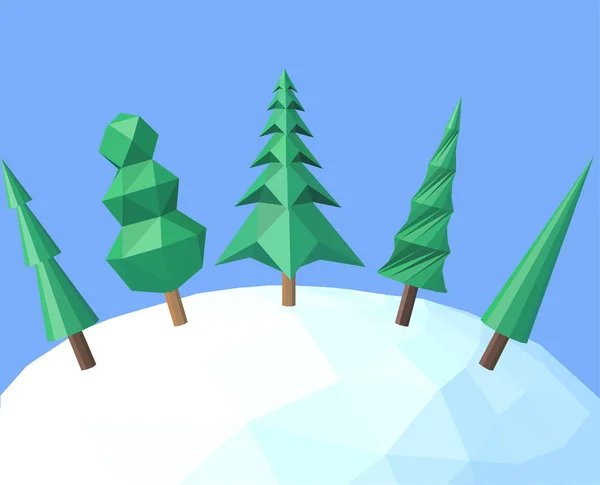 Weihnachtsbäume mit niedrigem Poly-Anteil — Stockvektor