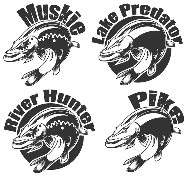 Emblemas Pike e logotipos — Vetor de Stock