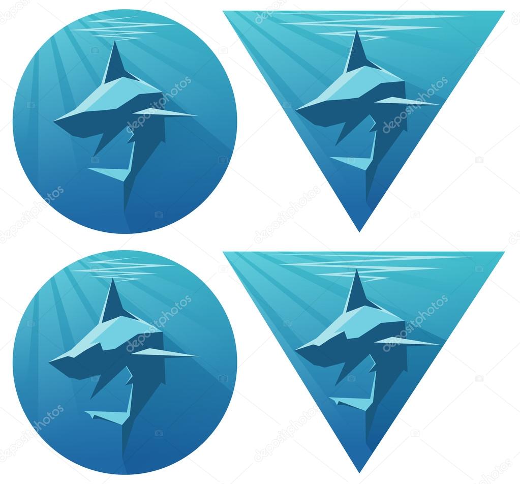 Vector set logos and emblems with sharks
