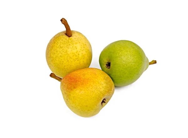 Tre pere su sfondo bianco — Foto Stock
