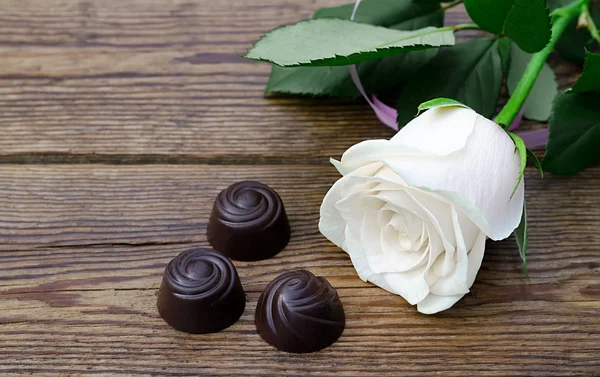 Chocolate with a flower — Stock Photo, Image