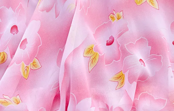 Tecido rosa com flores — Fotografia de Stock