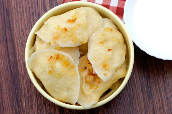 Pierogi ze smażoną cebulką Obrazy Stockowe bez tantiem