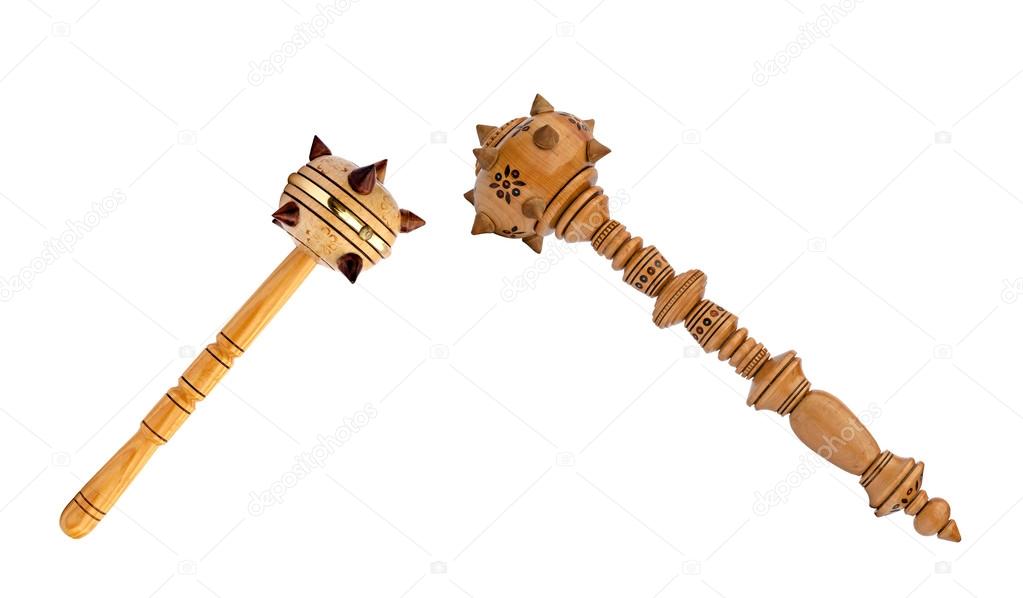 wooden mace on a white background