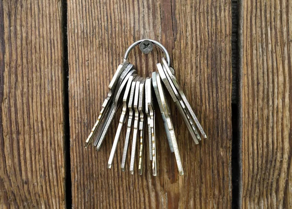 Bunch of keys hangs on doors Royalty Free Stock Photos