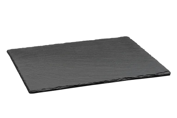 Empty black slate plate isolated on white background — Stock Photo, Image