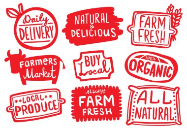 Organic and Natural Farm Produce Stickers clipart