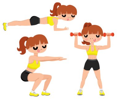 Uygun kız egzersizleri yapıyor