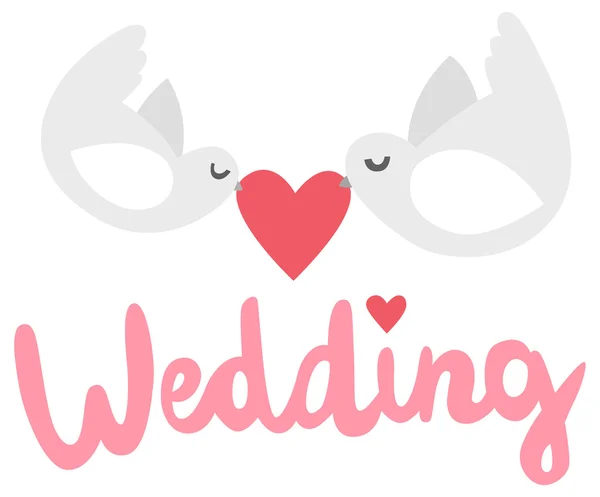 Tipografía de boda con dos palomas — Vector de stock