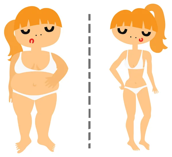 Fat to Fit Mulher Transformação —  Vetores de Stock