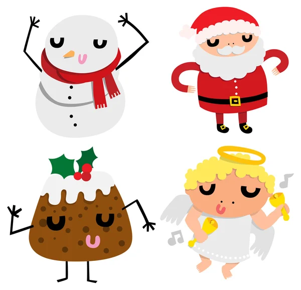 Personajes divertidos de Navidad — Vector de stock