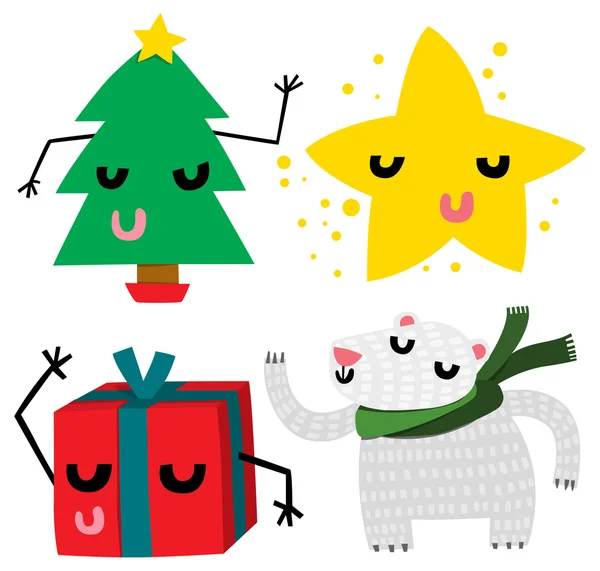 Personajes divertidos de Navidad — Vector de stock