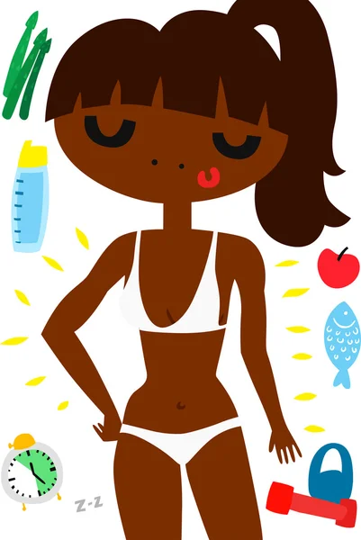 Chica en forma que lleva un estilo de vida saludable — Vector de stock