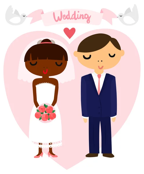 Novia y novio imagen de la boda — Vector de stock