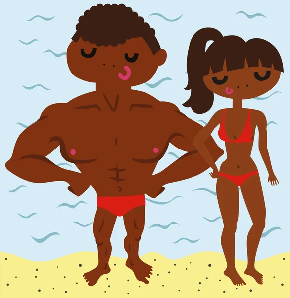 Couple chaud sur la plage — Image vectorielle