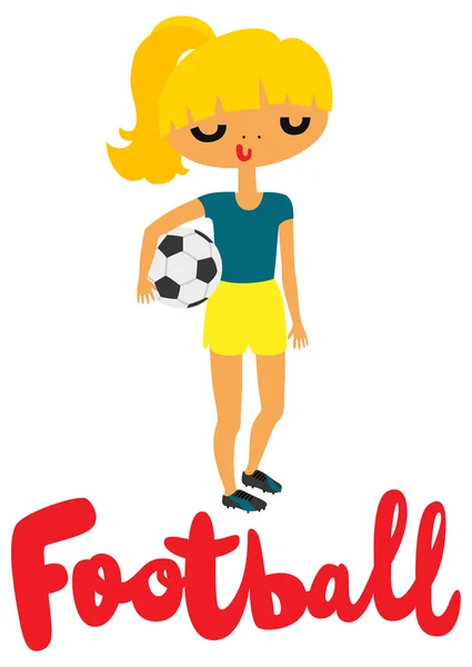 Jugador de fútbol niña sosteniendo pelota — Archivo Imágenes Vectoriales