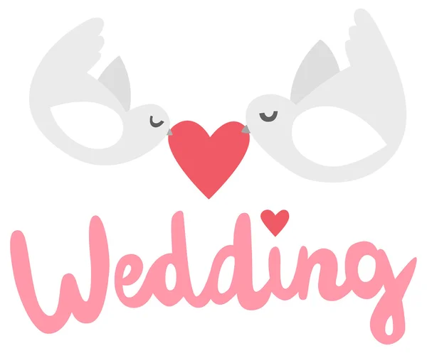 Tipografía de boda con dos palomas Gráficos Vectoriales