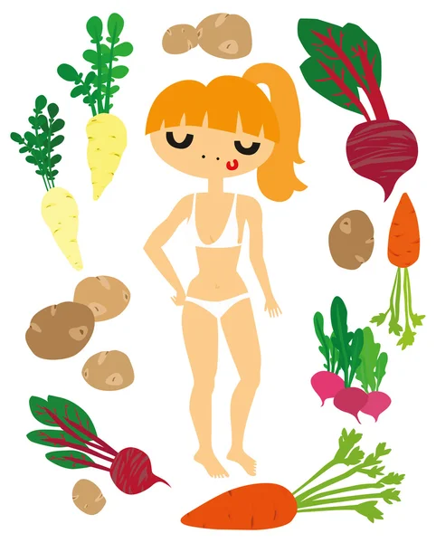 フィットの女性の健康野菜 ロイヤリティフリーストックベクター