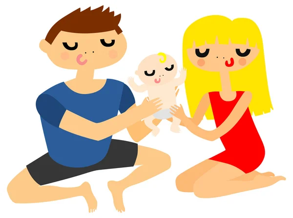 Padres jóvenes sosteniendo bebé recién nacido Ilustraciones De Stock Sin Royalties Gratis