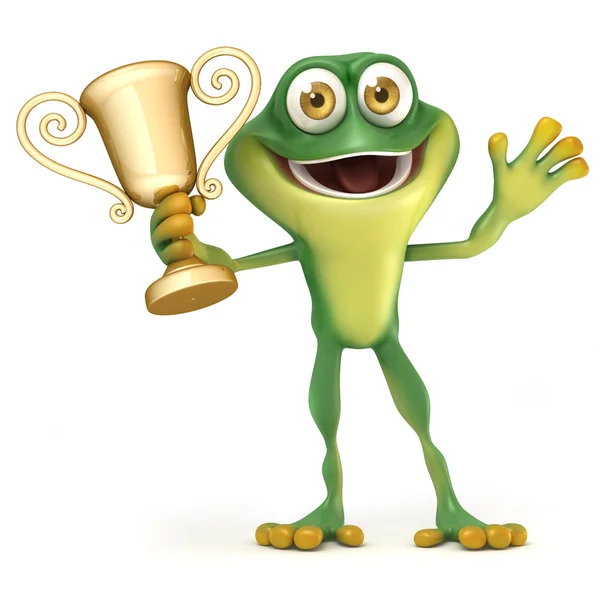 Frog with trophy — Stock Photo, Image