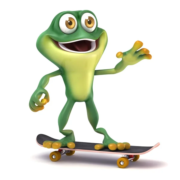 Frosch spielt Skateboard — Stockfoto