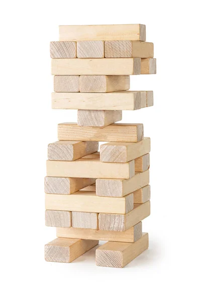 Conjunto Construcción Madera Juego Torre Caída Jenga — Foto de Stock