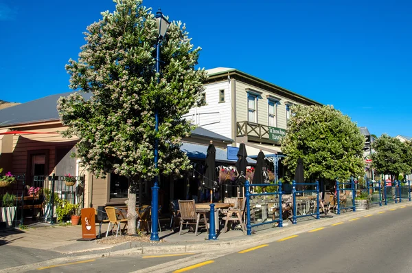Рестораны, которые расположены на Акароа, южный остров Новой Зеландии . — стоковое фото
