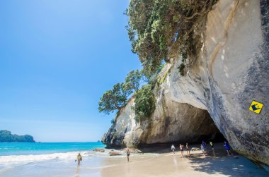 Katedral Cove'da Coromandel Yarımadası üzerinde North Island Yeni Zelanda Cumhuriyeti. 