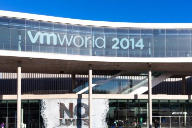 SPAIN, BARCELONA - OCTOBER 13, 2014: VMworld Business IT Conference from VMWARE clipart