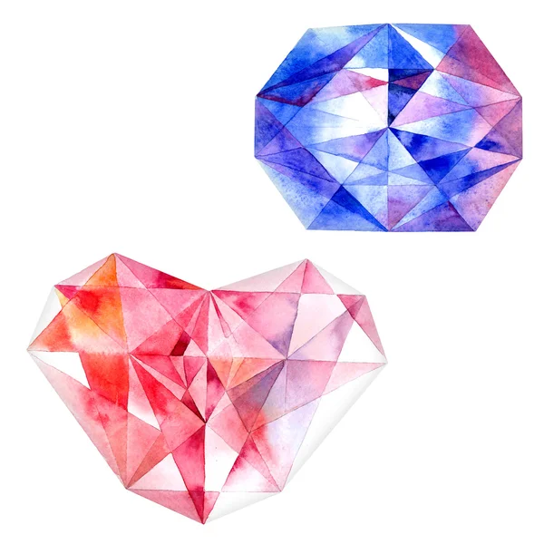 Ruby hart en blauwe diamant — Stockfoto