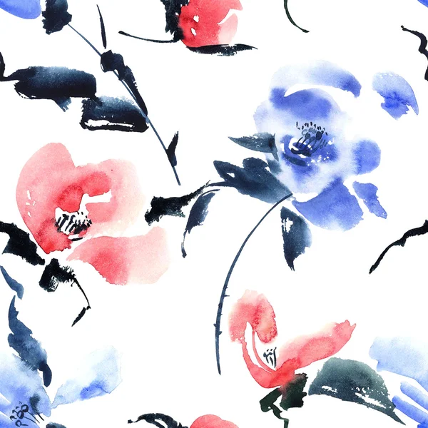 빨간 꽃의 무늬 — 스톡 사진