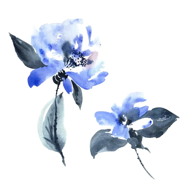 Blue flowers illustration — Stock Photo, Image