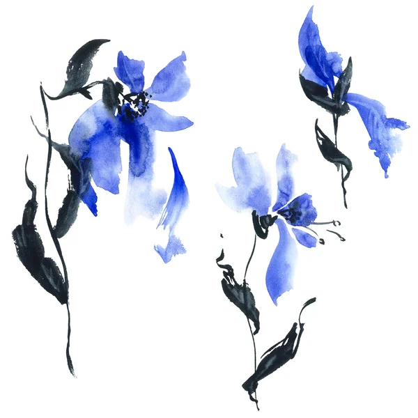 Ilustracja niebieski kwiat — Zdjęcie stockowe