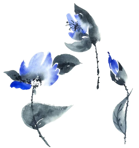 Ilustração de flores azuis — Fotografia de Stock