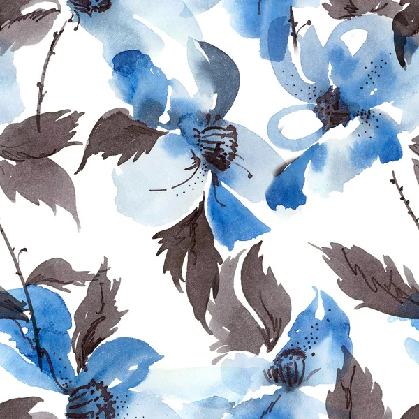 Motif fleurs bleues — Photo