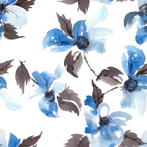 Patrón de flores azules —  Fotos de Stock