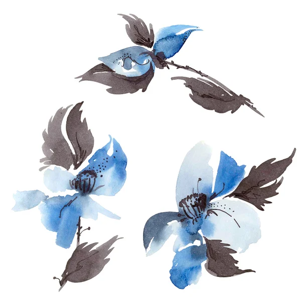 Mavi çiçekler illüstrasyon — Stok fotoğraf