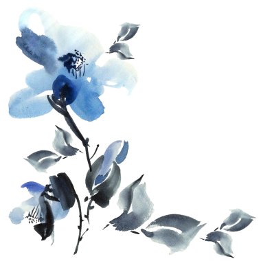 Mavi çiçekler illüstrasyon