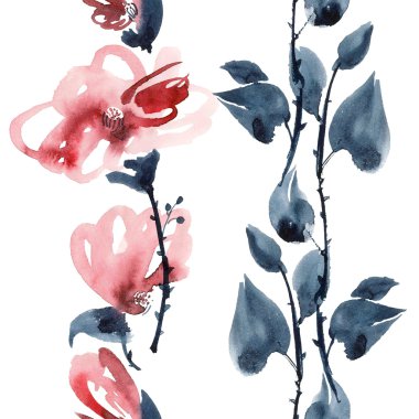 kırmızı çiçek deseni