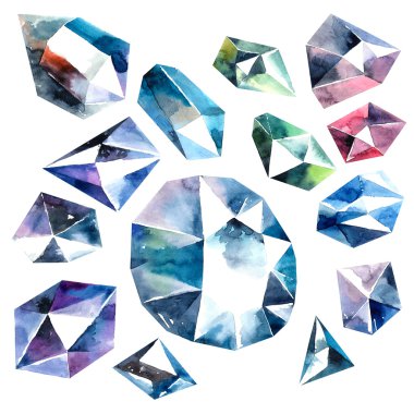 Watercolor diamonds collection clipart