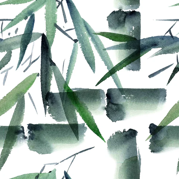 Бамбук аквареллю візерунком — стокове фото