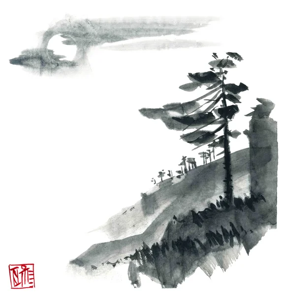 Κινέζικο τοπίο με πεύκα — Φωτογραφία Αρχείου