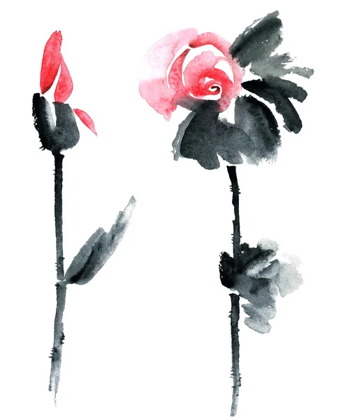 Acquerello dipinto fiori — Foto Stock