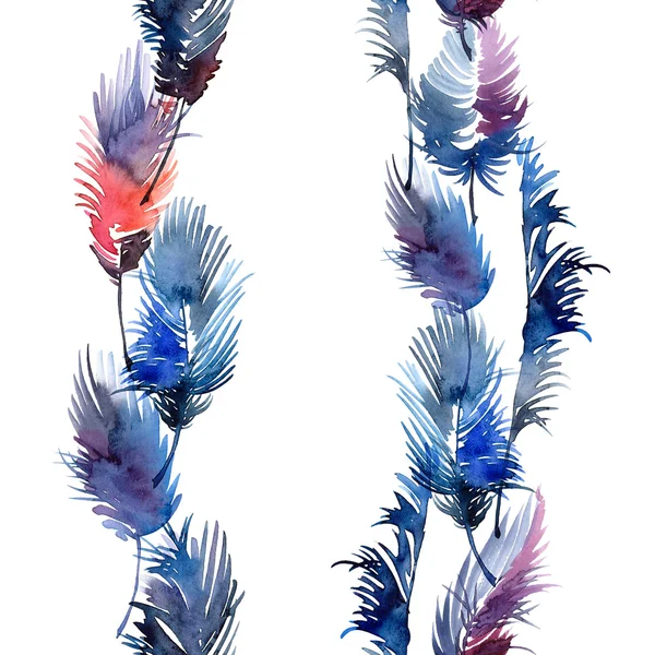 Watercolor feathers pattern — Stock Photo, Image