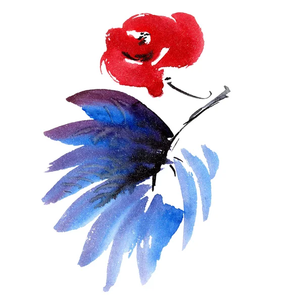 Röd blomma illustration — Stockfoto