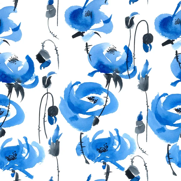 Blue flowers pattern — Stock Photo, Image